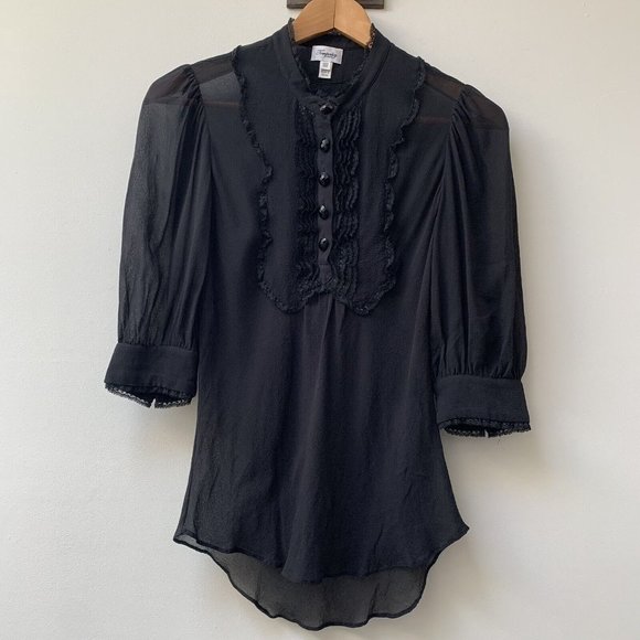 Temperley Tops - Temperley London Blouse Top Size UK 8 Short Sleeves Silk? Black Delicate